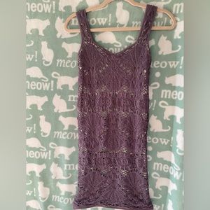 Intimately Free People Sleeveless Dress Womens Violet Lace Overlay Body shaping